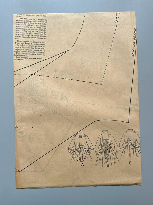Lecciones sobre la moda. Cuerpos nº90. Patrones graduables Sistema Martí - ca, 1915-20