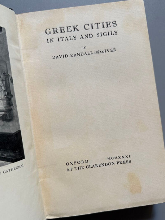 Greek cities in Italy and Sicily, David Randall-Magiver - The Clarendon Press, 1931