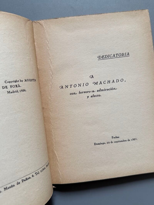 El toro, la muerte y el agua, Agustin de Foxá (1ª edición) - Madrid, 1936