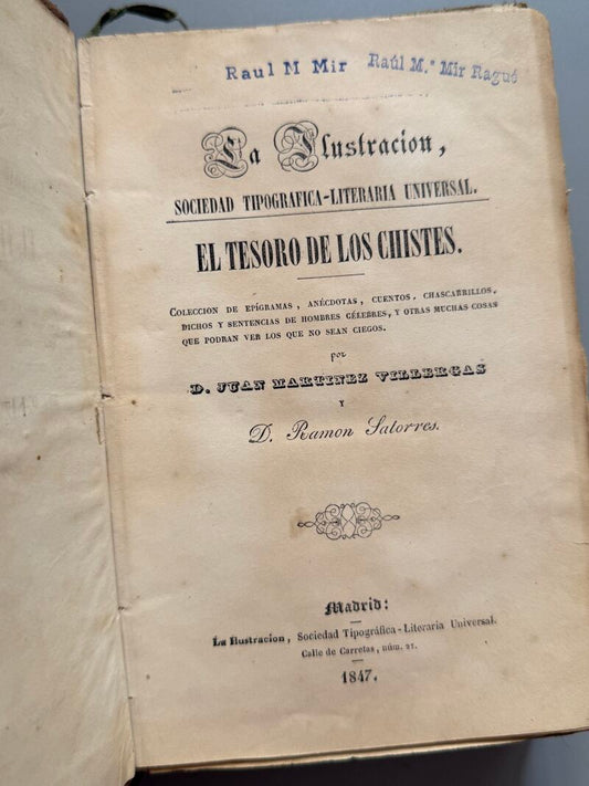 El Tesoro de los Chistes, Juan Martinez Villergas y Ramon Latorres - la Ilustracion, 1847