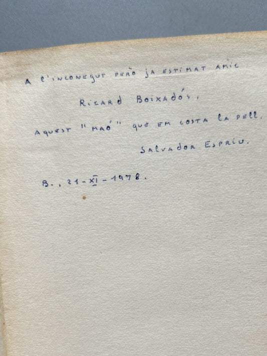 Obres completes. Poesia I, Salvador Espriu (firmado) - Edicions 62, 1967