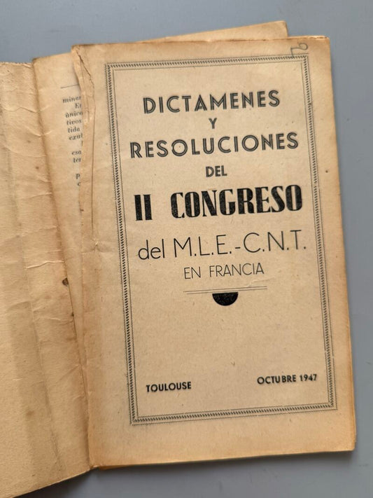 Dictamenes y Resoluciones del II Congreso del Mle-Cnt - 1947