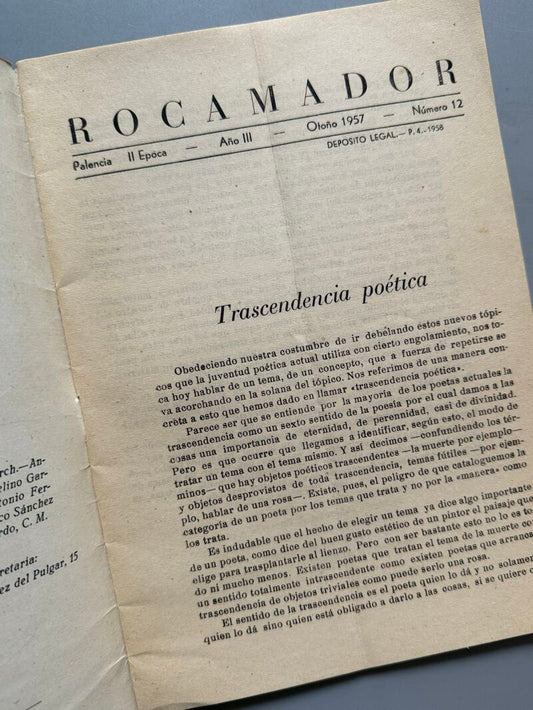 Revista de poesía. Rocamador. Carmen Conde. Nº12 - Palencia, 1957