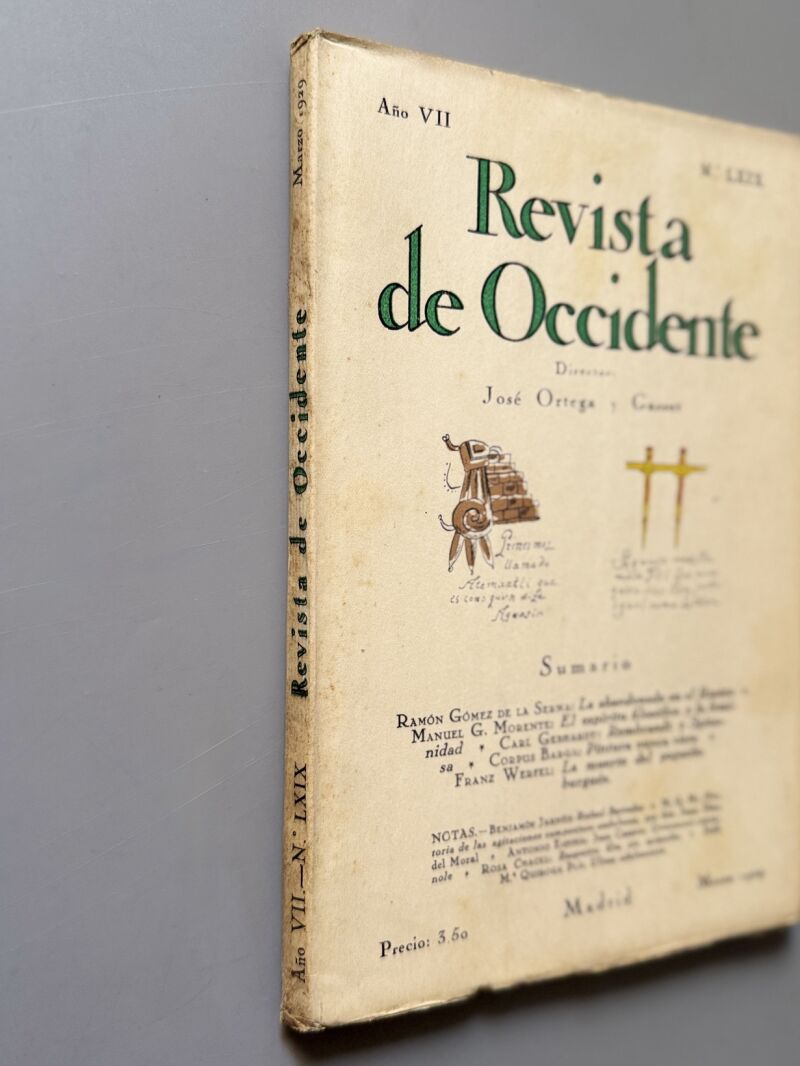Revista de Occidente. Ramón Gómez de la Serna, Rosa Chacel, Benjamín Jarnés - Año VII, Nº LXIX 1929