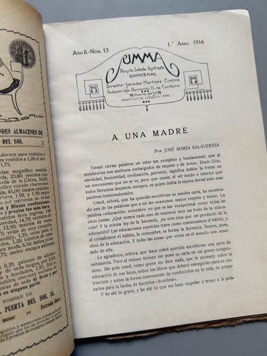 Summa. Revista Selecta Ilustrada. Margarita Nelken, Amado Nervo - Año II, nº12, 1916