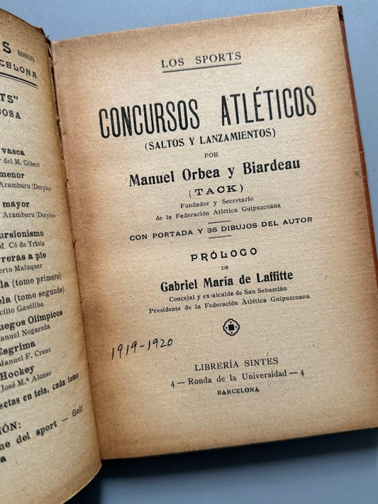 Concursos atléticos, Manuel Orbea y Biardeau - Librería Sintes. Los Sports, ca. 1920