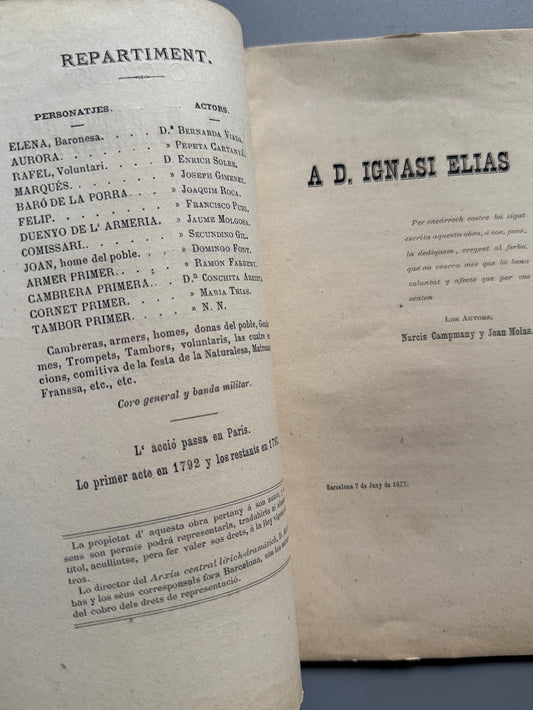 Libro de: Lo cant de la Marsellesa, Narcís Campmany y Joan Molas - Imprenta de Jaume Jepus, 1877