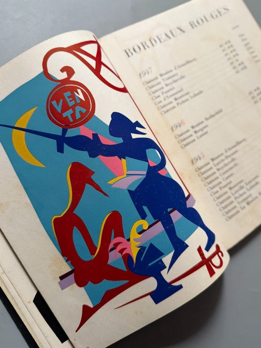 Liste de grands vins 1953 sur le signe de Don Quichotte - Établiments Nicolas, 1952