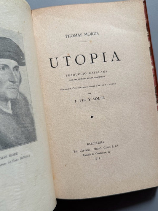 Utopia, Thomas Morus - Tip. L'Avenç, 1912
