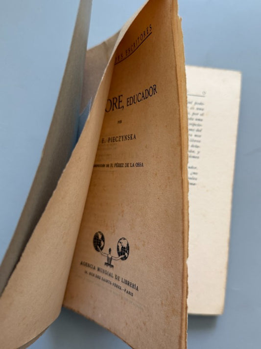 Tagore, educador, E. Pieczynska - Agencia Mundial Librería Paris, 1925