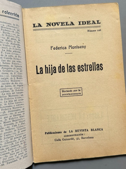 La hija de las estrellas, Federica Montseny (La Novela Ideal nº128) - La Revista Blanca, años 20-30