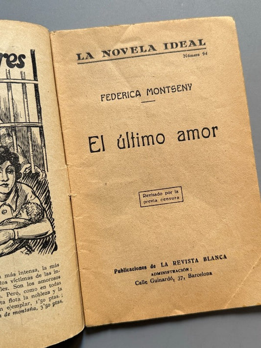 El último amor, Federica Montseny (La Novela Ideal nº94) - La Revista Blanca, años 20-30
