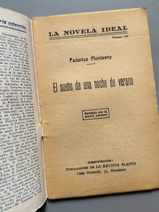 El sueño de una noche de verano, Federica Montseny, La Novela Ideal nº168 - años 20-30