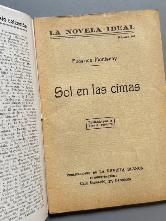 Sol en las cimas, Federica Montseny, La Novela Ideal (nº162) - La Revista Blanca, años 20-30