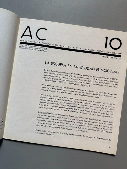 AC 10. Documentos de Actividad Contemporánea. Arquitectura - G.A.T.E.P.A.C., 1933