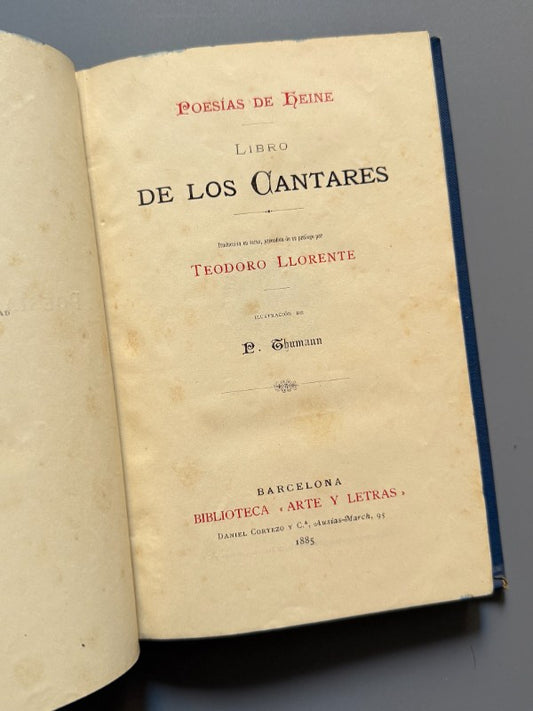 Poesías de Heine. Libro de los cantares - Biblioteca Arte y Letras, 1885