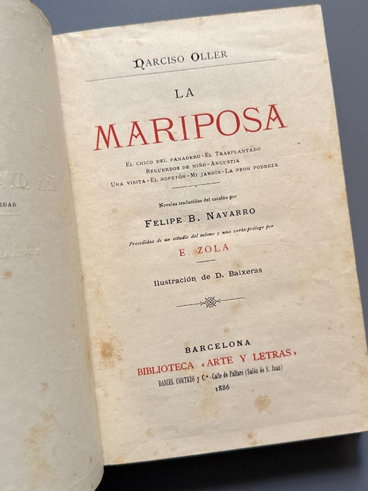 La Mariposa, Narciso Oller - Biblioteca Arte y Letras, 1886