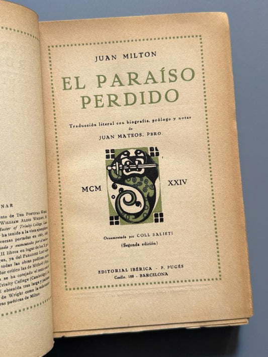 El paraíso perdido, John Milton - Editorial Ibérica, 1924