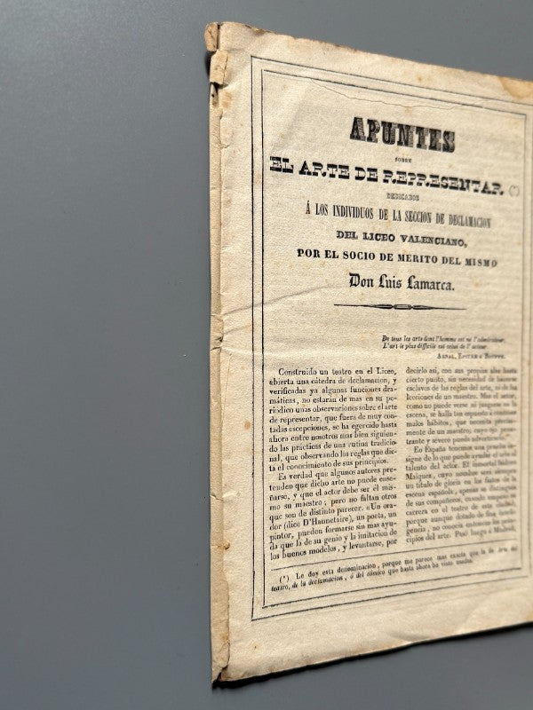 Apuntes sobre el arte de representar, Luis Lamarca - Imprenta de López y Cª, 1841