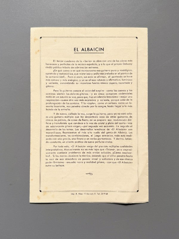 Programa concierto de Rosa Mª Kucharski (dedicatoria autógrafa) - Palacio de la Música, 1953