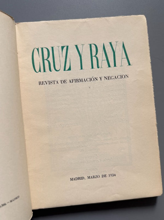Cruz y Raya nº12. María Zambrano, José Bergamín, Mary Baker-Eddy - Madrid, marzo de 1934
