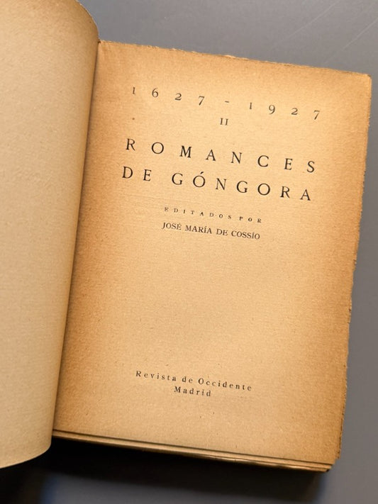 Romances de Góngora 1627-1927, José María de Cossío - Revista de Occidente, 1927