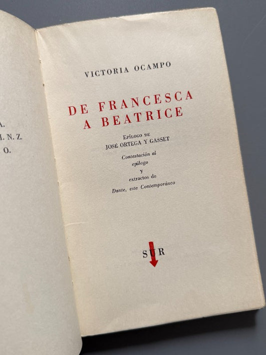 De Francesca a Beatrice, Victoria Ocampo - Editorial Sur, 1928