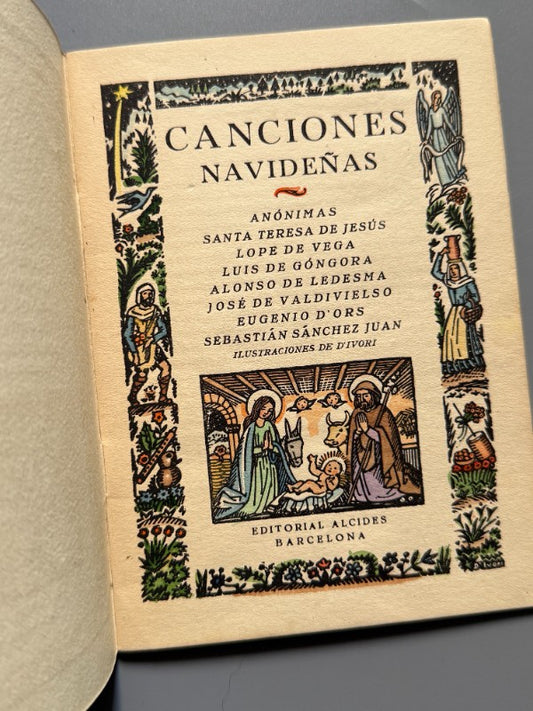 Canciones navideñas. Coloreado a mano, ejemplar de Joan d'Ivori - Editorial Alcides, 1939