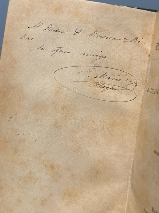 El Regionalismo, Juan Mañé y Flaquer (dedicado) - Imprenta Barcelonesa, 1887 - Antigularia (detalle 1)