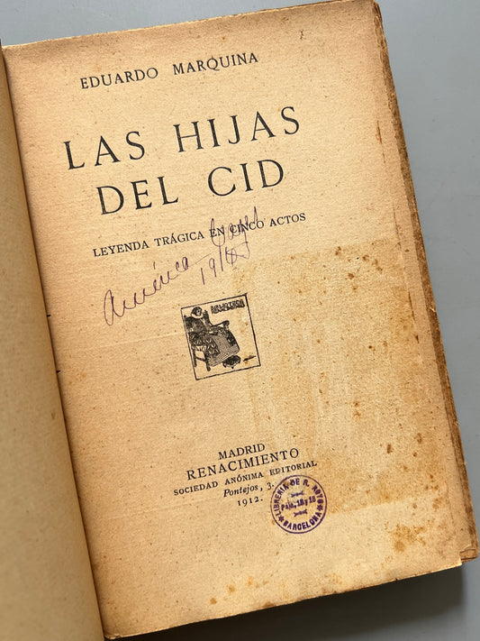 Libro de: Las Hijas Del Cid, Eduardo Marquina - Renacimiento, 1912