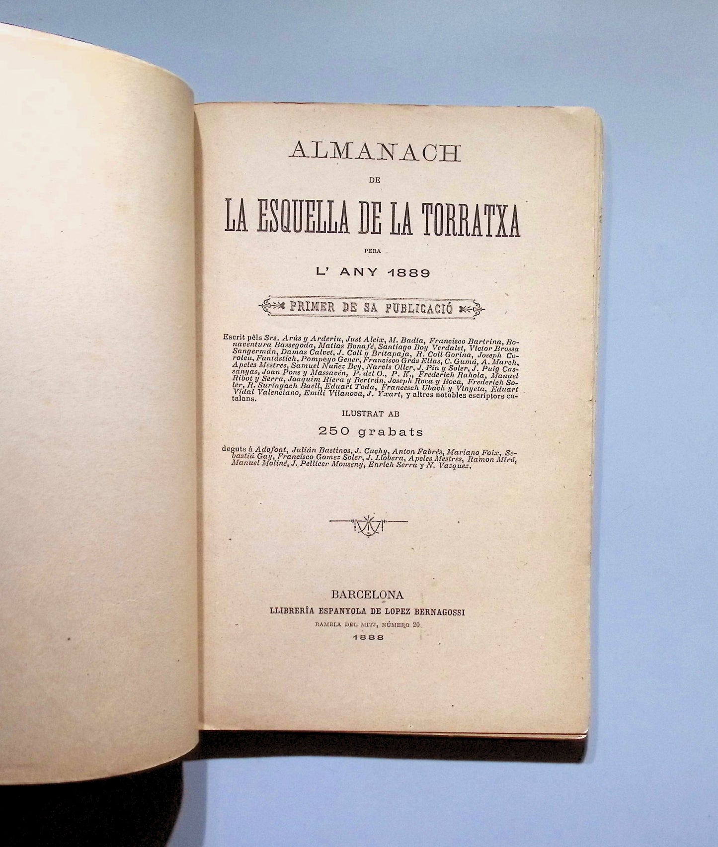 Libro de: Almanach de La Esquella de la Torratxa - Antoni Lopez Editor. 1889