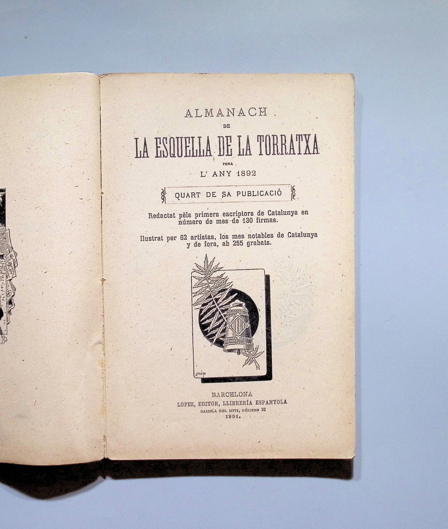 Libro de: Almanach De La Esquella De La Torratxa - Antoni Lopez Editor. 1892