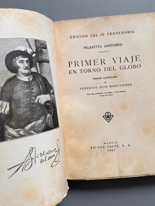 Libro de: Primer viaje en torno del globo, Antonio Pigafetta - Espasa-Calpe, 1927