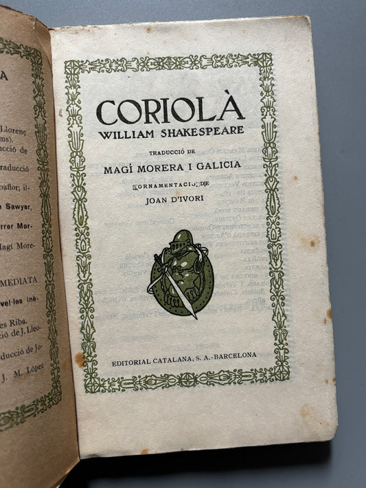 Libro de: Coriolà, William Shakespeare - Editorial Catalana, ca. 1920