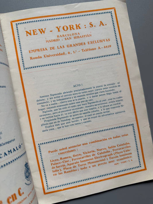 Libro de: Gran Teatro del Liceo. La Walkyria, Richard Wagner - Programa 1921-1922.