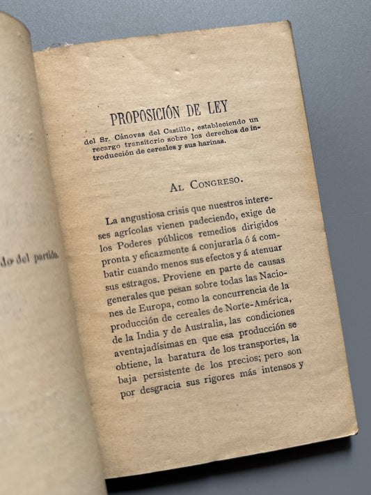 Libro de: Discurso en defensa de la producción nacional, Antonio Cánovas del Castillo - 1884