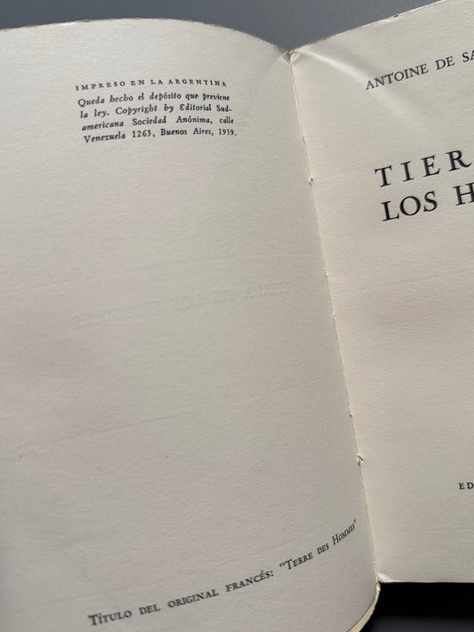 Libro de: Tierra de los hombres, A. de Saint Exupery (primera edición) - Editorial Sudamericana, 1939