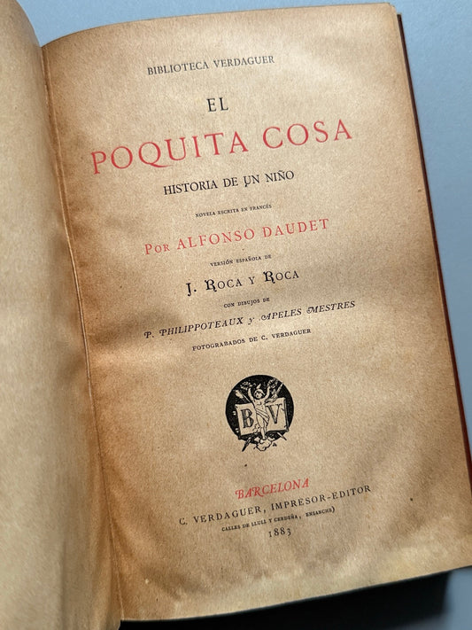 Libro de: El poquita cosa, Alfonso Daudet - C. Verdaguer, Impresor-editor, 1883