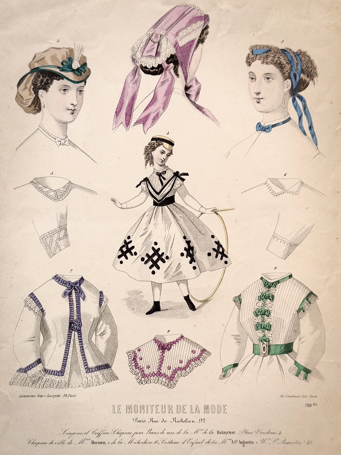 Grabado de moda - Le Moniteur de la Mode, ca. 1865
