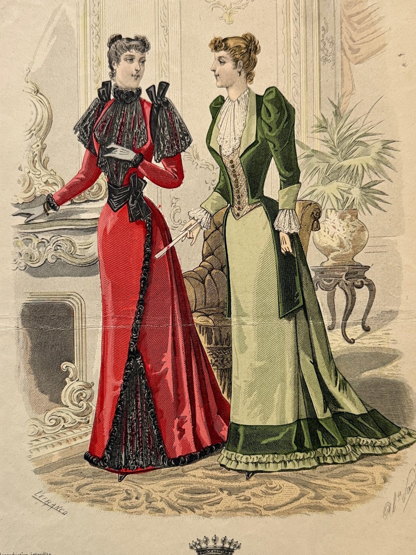 Grabado de moda - Le Salon de la Mode, ca. 1890