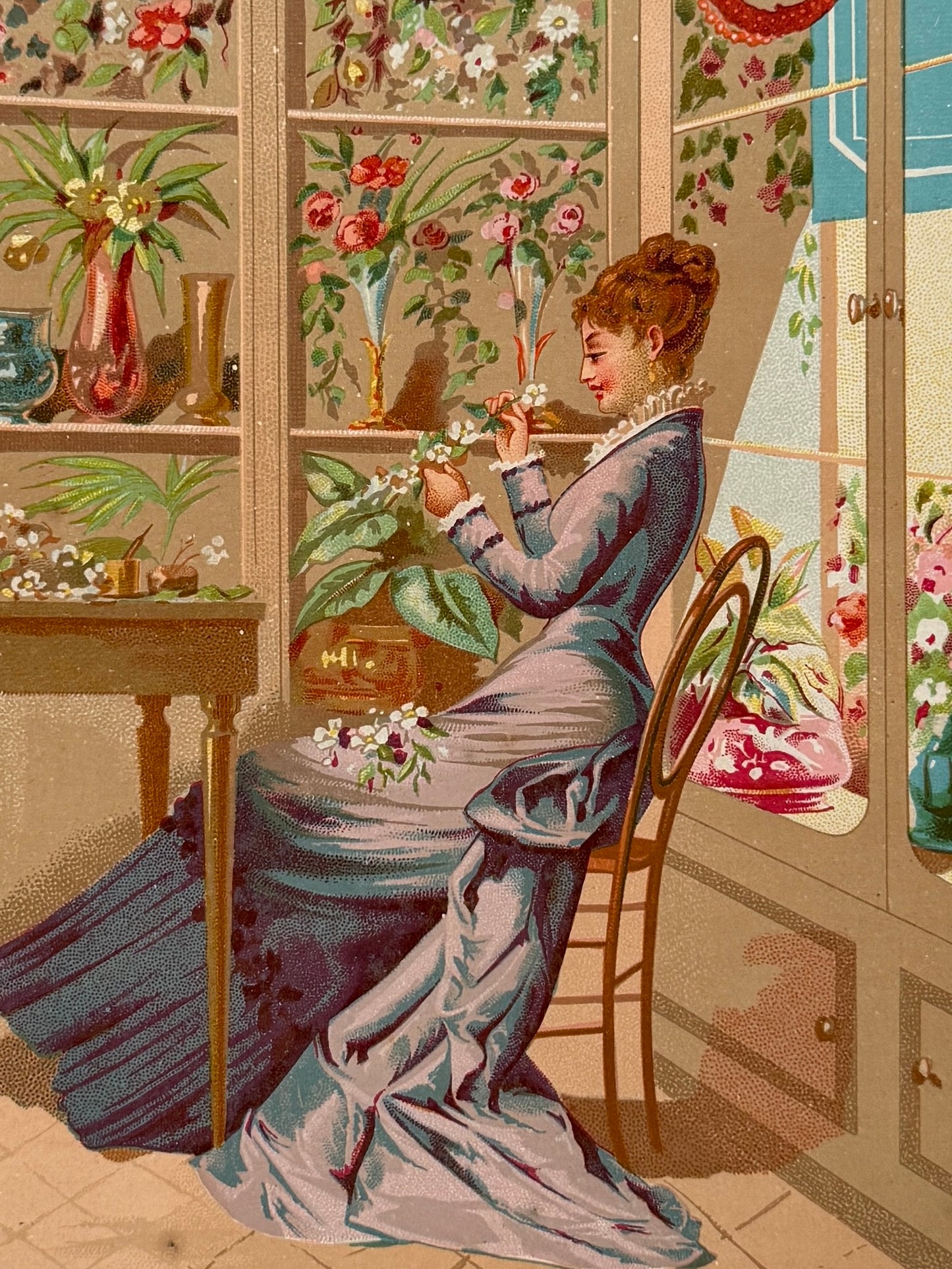 Cromolitografía "Las flores artificiales" - La vida de las flores, 1878