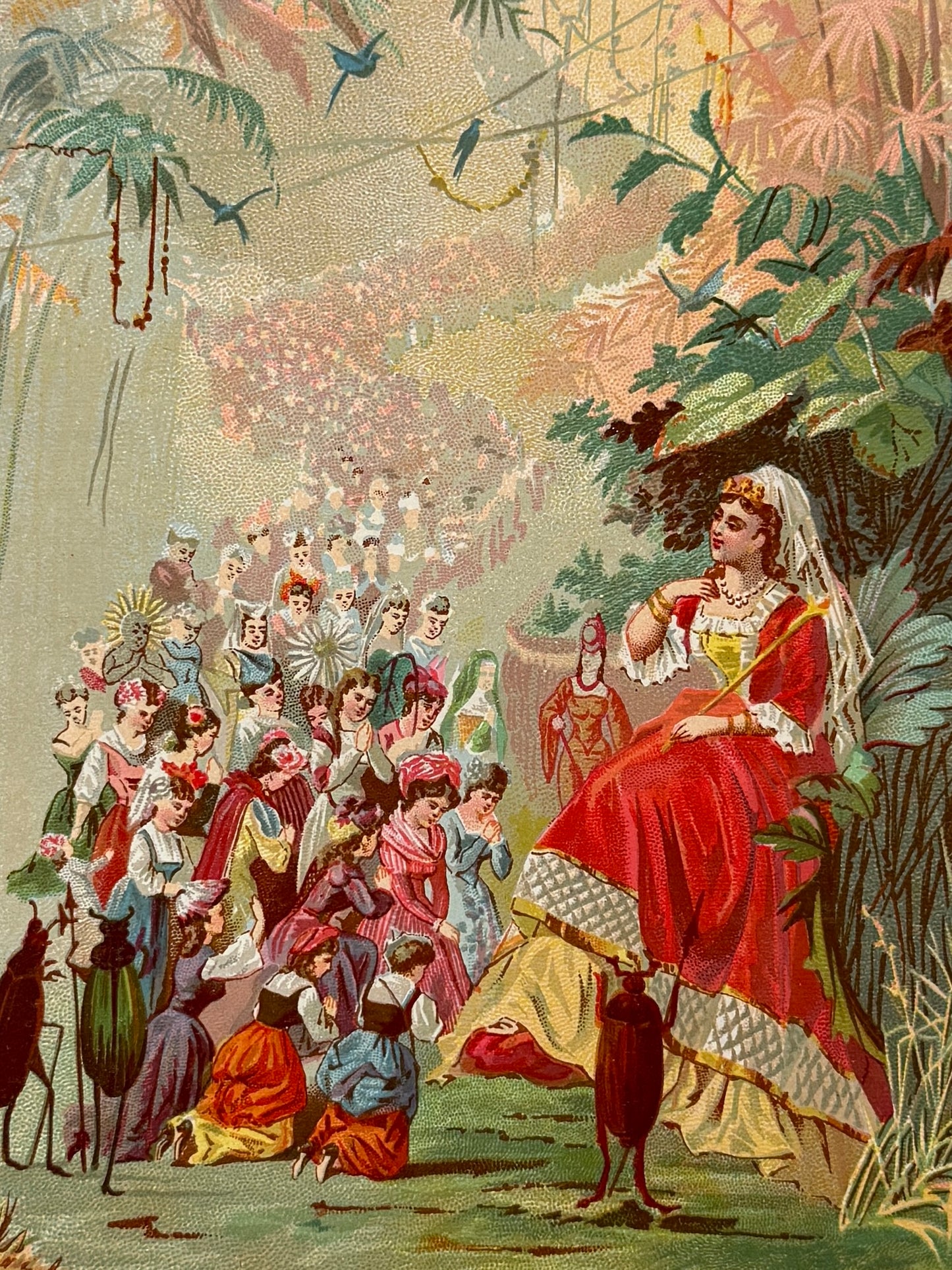 Cromolitografía "regreso de las flores" - La vida de las flores, 1878