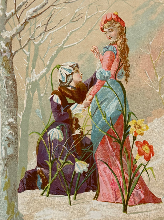 Cromolitografía Campanilla blanca y primavera - La vida de las flores, 1878