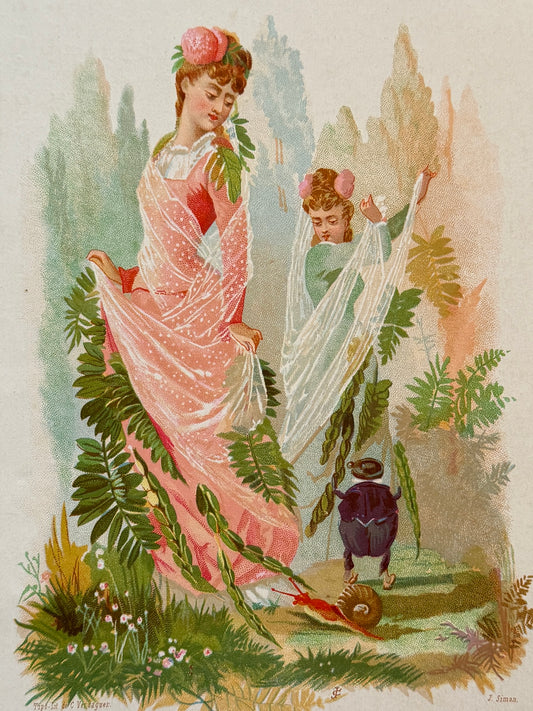 Cromolitografía Sensitiva - La vida de las flores, 1878