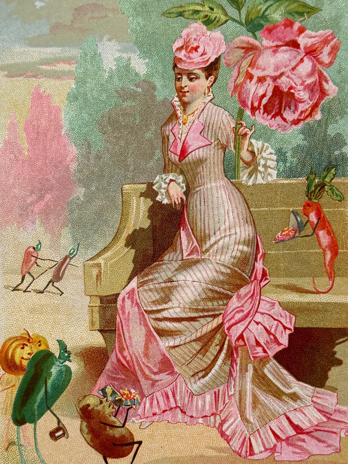 Cromolitografía Peonia - La vida de las flores, 1878