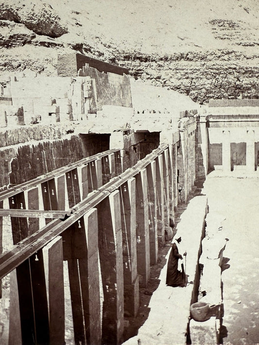 Fotografía estereoscópica Deir el-Bahari, templo de Tebas, Egipto - Keystone View Company, ca. 1900