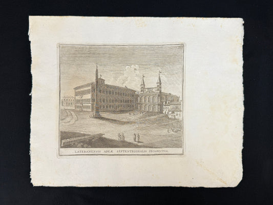 Grabado Vista septentrional de la Plaza de San Juan de Letrán - Calcografia degli edifizj di Roma, 1779