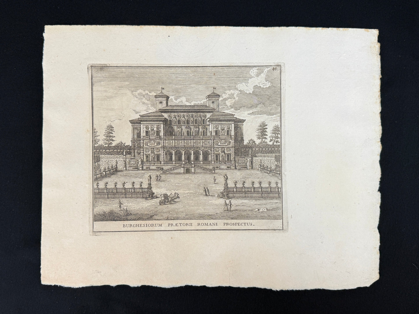 Grabado Galería Borghese (Villa Borghese Pinciana) - Calcografia degli edifizj di Roma, 1779