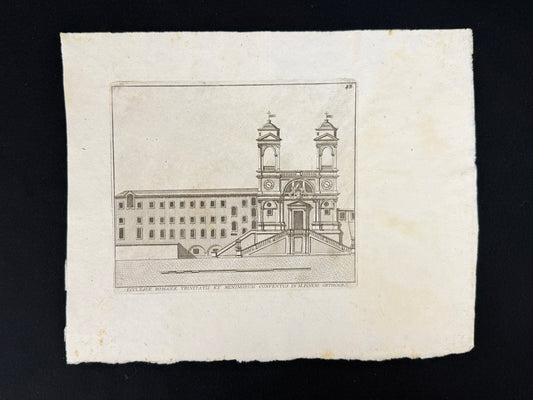 Grabado Iglesia Trinità dei Monti y Convento de los mínimos - Calcografia degli edifizj di Roma, 1779