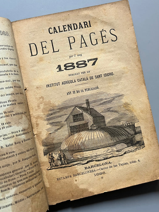 Calendari del pagés per l'any 1887 - Institut Agrícola Català de Sant Isidro, 1886